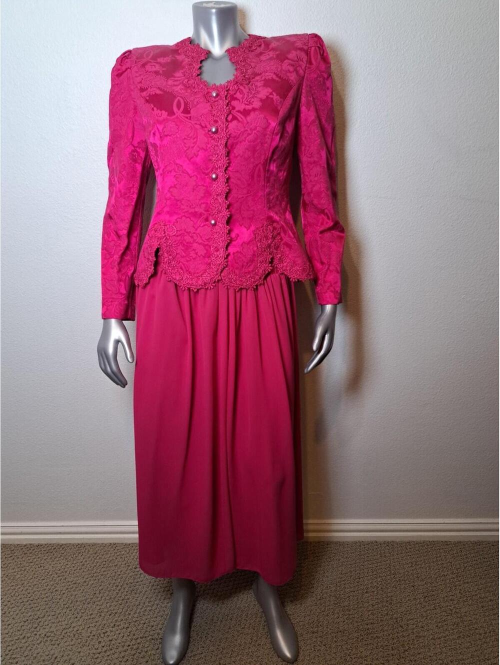 NAH NAH Collection WOMEN'S Hot Pink LACE JACKET & SKIRT LINED 10